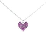 Pami Accessories Colier argint 925 rodiat Pami, cu pandantiv inima cu strasuri zirconiu, fucsia