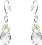 Pami Accessories Cercei dama ovali cu cristale Swarovski, placati cu aur alb, 5.5 x 1.3 cm, Argintiu