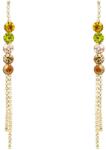 Pami Accessories Cercei dama cu cristale Swarovski si strasuri, placati cu aur, 8x0.5 cm, CCC-80, Auriu