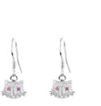 Pami Accessories Cercei argint 925 rodiat pisica, cu strasuri zirconiu, CCA-60, argintiu
