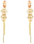 Pami Accessories Cercei dama lungi cu cristale Swarovski, placati cu aur, 5.5 x 0.8 cm, Auriu/Bej