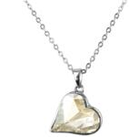 Pami Accessories Colier cu cristal Swarovski inima, placat cu aur alb, 40 + 5 cm, CLC-80, Argintiu/Bej