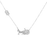 Pami Accessories Colier caruta cu cal placat cu aur alb, CLC-60, 36 + 6 cm, Argintiu