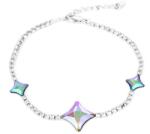 Pami Accessories Bratara de dama cu cristale romb, BC-100, 17+3 cm, Argintiu