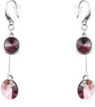 Pami Accessories Cercei dama cu cristale Swarovski rotunde, placati cu aur alb, 5x1.2 cm, CCC-80, Argintiu/Mov