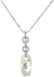 Pami Accessories Colier cristal Swarovski asimetric si strasuri placat cu aur alb, CLC-110, 40 + 3 cm, Argintiu