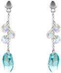Pami Accessories Cercei dama lungi cu cristale Swarovski, placati cu aur alb, 6 x 1.2 cm, Bleu