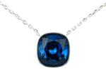 Pami Accessories Colier argint 925 rodiat Pami, cu pandantiv cristal Swarovski patrat, albastru