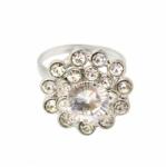 Pami Accessories Inel floare cu cristal Swarovski si strasuri zirconiu, argintiu, 17.2 mm