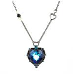 Pami Accessories Colier vintage inima cristal Swarovski, 72 + 5 cm, CLC-200, Albastru