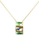 Pami Accessories Colier trei cristale zirconiu placat cu aur, CLC-90, 38 + 3 cm, Auriu/Verde