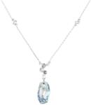 Pami Accessories Colier cu cristal Swarovski placat cu aur alb, CLC-90, 37 + 3 cm, Bleu