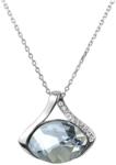 Pami Accessories Colier cu cristal Swarovski oval si strasuri, placat cu aur alb, 41 + 5 cm, CLC-80, Argintiu/Bleu