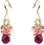 Pami Accessories Cercei dama cu cristale Swarovski si piatra naturala, placati cu aur, 5 x 2 cm, Auriu/Mov