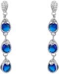 Pami Accessories Cercei dama cu cristale Swarovski lacrima, placati cu aur alb, 4.5 x 0.7 cm, Albastru