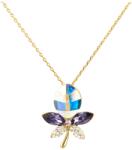 Pami Accessories Colier cristale zirconiu placat cu aur, CLC-90, 40 + 3 cm, Auriu/Mov