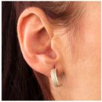Pami Accessories Cercei dama placati cu aur, cu cristale zirconiu, 1.5x0.5 cm
