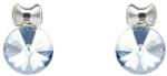 Pami Accessories Cercei dama cristal Swarovski rotund si fundita, 15x11 mm, CCC-60, Argintiu/Bleu