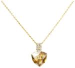 Pami Accessories Colier cristal Swarovski si strasuri placat cu aur, CLC-90, 38 + 3 cm, Auriu/Bej