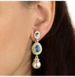 Pami Accessories Cercei dama cu cristal Swarovski, strasuri si perla, 4.3x1.2 cm, CCC-90, Multicolor