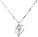 Pami Accessories Colier cu cristal Swarovski inima mica, placat cu aur alb, 40 + 5 cm, CLC-80, Argintiu