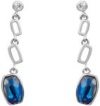 Pami Accessories Cercei dama cristal Swarovski oval, placati cu aur alb, 4.7 x 1 cm, Argintiu/Albastru