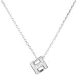Pami Accessories Colier cu strasuri placat cu aur alb, CLC-50, 40 + 2 cm, Argintiu