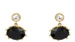 Pami Accessories Cercei dama cu cristal Swarovski negru, 2x1.5 cm, CCC-80, Negru
