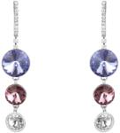 Pami Accessories Cercei dama cu cristale Swarovski rotunde, placati cu aur alb, 5x1 cm, CCC-90, Argintiu/Mov