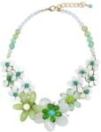 Pami Accessories Colier statement cu flori de primavara, CLC-100, 60 + 6 cm, Verde