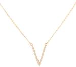 Pami Accessories Colier in " V" cu strasuri placat cu aur roz, CLC-60, 39 + 5 cm, Auriu roze