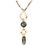 Pami Accessories Colier statement cu cristale Swarovski placat cu aur, CLC-60, 84 + 5 cm, Auriu/Negru