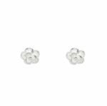 Pami Accessories Cercei floare alba Argint 925, CCA-30, argintiu/alb