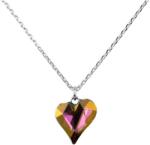 Pami Accessories Colier cu cristal Swarovski inima mica, placat cu aur alb, 40 + 5 cm, CLC-80, Argintiu/Mov