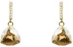 Pami Accessories Cercei dama cu cristal Swarovski si strasuri, placati cu aur, 2.5 x 1.2 cm, Auriu/Bej
