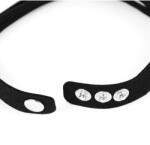 Pami Accessories Bratara de dama din piele intoarsa cu strasuri, BC-40, 40 cm, Negru/Argintiu