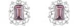 Pami Accessories Cercei dama cu cristal Swarovski dreptunghiular, placati cu aur alb, 18x15 mm, CCC-60, Argintiu/Mov
