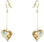 Pami Accessories Cercei dama cu cristal Swarovski inima, placati cu aur, 5.5 x 1.6 cm, Auriu/Bej