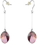 Pami Accessories Cercei dama lungi cu cristal Swarovski oval, placati cu aur alb, 5.5 x 1.4 cm, Mov