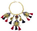 Pami Accessories Colier statement cu ciucuri si cristale Swarovski, multicolor