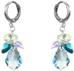 Pami Accessories Cercei dama cu cristale Swarovski, placati cu aur alb, 4 x 1.2 cm, Albastru