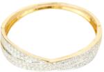 Pami Accessories Bratara de dama fixa cu strasuri, BC-120, 19 cm, Auriu/Argintiu