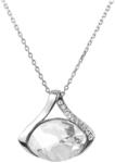 Pami Accessories Colier cu cristal Swarovski oval si strasuri, placat cu aur alb, 41 + 5 cm, CLC-80, Argintiu