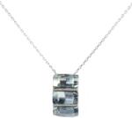 Pami Accessories Colier trei cristale zirconiu placat cu aur alb, CLC-90, 38 + 3 cm, Argintiu/Bleu