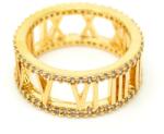 Pami Accessories Inel placat cu aur cifre romane, 16 mm, IC-70, Auriu