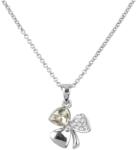 Pami Accessories Colier trifoi cu cristal Swarovski placat cu aur alb, CLC-50, 42 + 5 cm, Argintiu/Bej