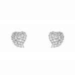 Pami Accessories Cercei dama Heart placati cu aur alb cu cristale zirconiu, 1x1 cm