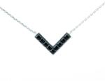 Pami Accessories Colier argint 925 rodiat Pami, cu pandantiv in forma de ''V'' Swarovski, negru