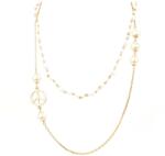 Pami Accessories Colier perle si simbolul pacii placat cu aur, CLC-60, 100 + 5 cm, Auriu