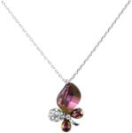 Pami Accessories Colier frunze cristale Swarovski placat cu aur alb, CLC-90, 38 + 5 cm, Argintiu/Mov